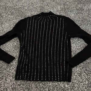 INC International Concepts Black Top with Silver Accents